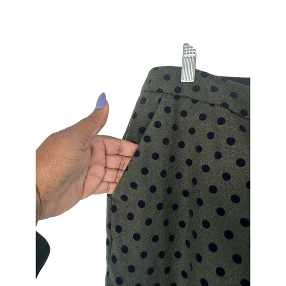 Boden Green Blue Polka Dot Wool Work Office Straight Leg Dress Pants Size 12 - Picture 4 of 12